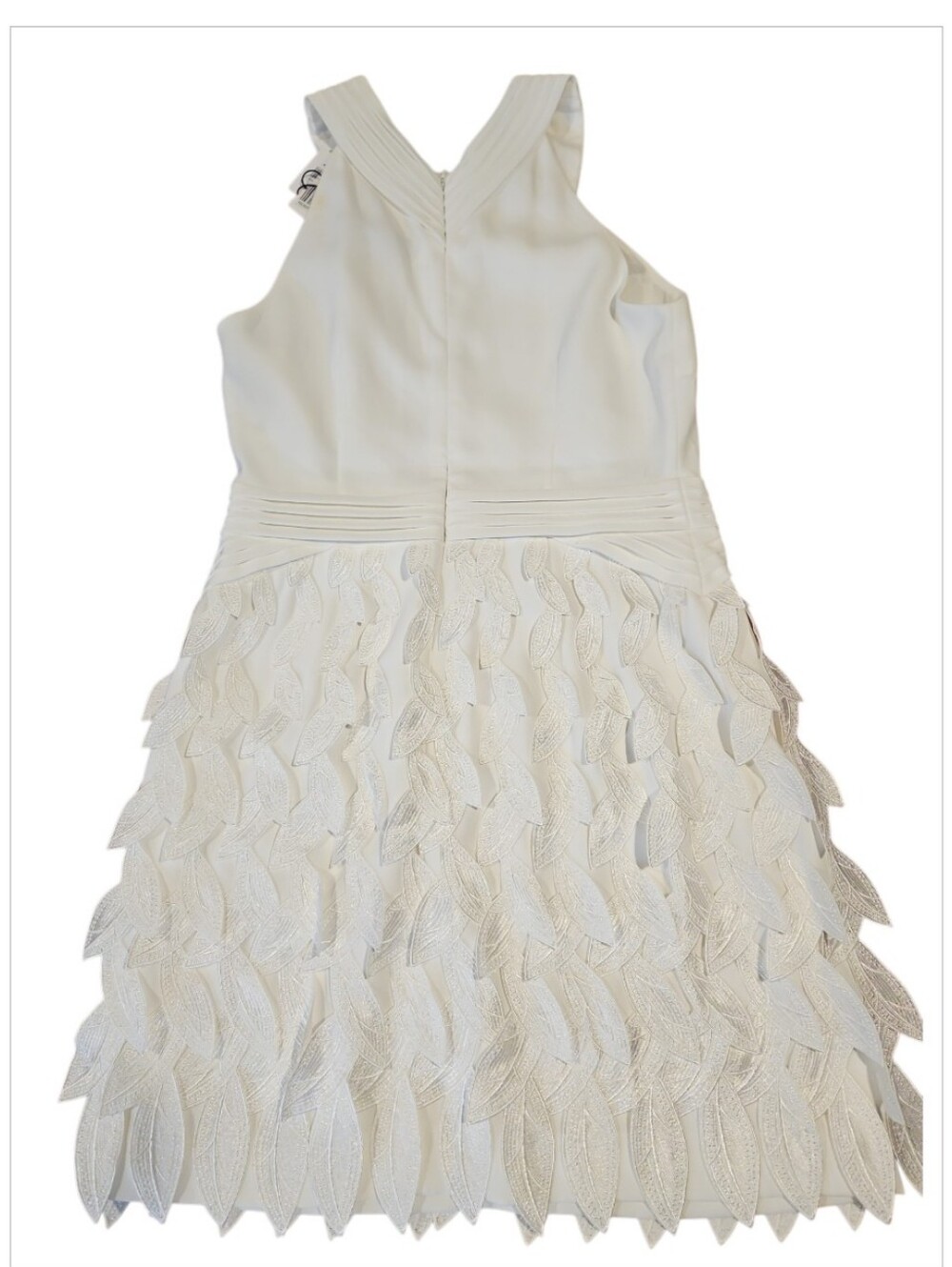 REISS White Flora Feather-Trim Halter Mini Dress Sz 8 - Picture 8 of 16
